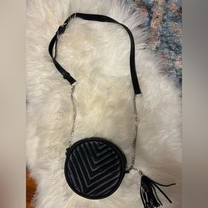 Black crossbody with tassel